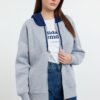 Trendyol Grey Melange Color Block Oversize/Wide Pattern Hooded Zippered Knitted Sweatshirt