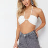 Trendyol Grey Mini Woven Denim 100% Cotton Beach Shorts