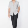 Trendyol Grey Regular Fit Short Sleeve Summer Textured Crepe Knit Shirt