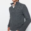 Trendyol Grey Unisex Regular Fit Wool Half Turtleneck Knitwear Sweater