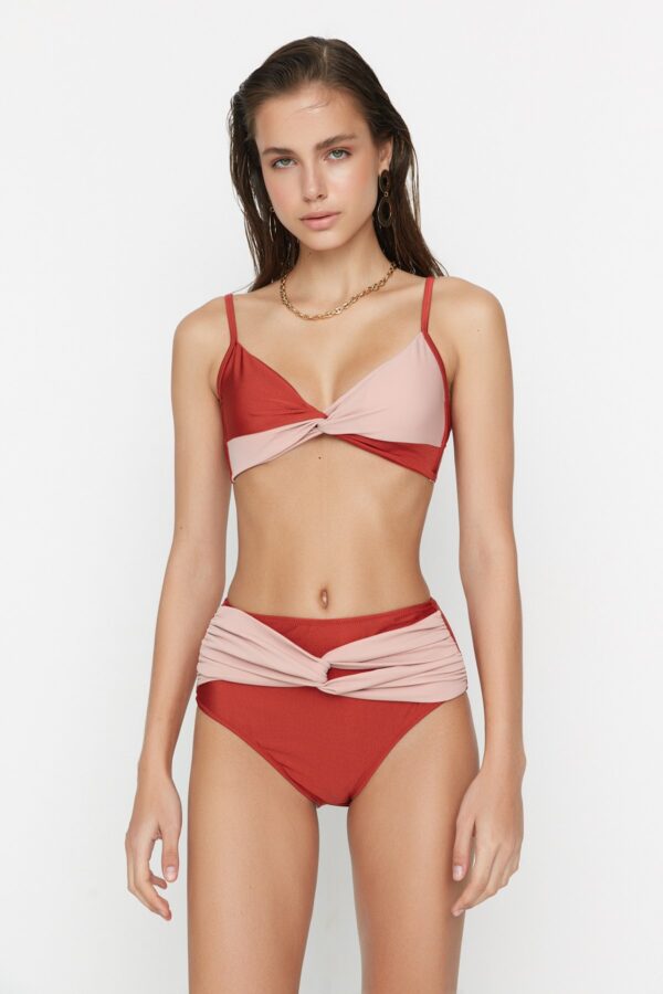 Trendyol High Derékra draped csomó részletes bikini alsó