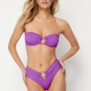 Trendyol High Waist High Leg Brazilian Bikini Bottom with Purple Accessories