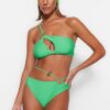 Trendyol High Waist normál lábú bikini alsó zöld kiegészítőkkel