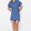 Trendyol Indigo Belted Pocket Detailed Mini Woven Shirt Dress