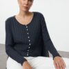 Trendyol Indigo Button Detailed Knitwear Cardigan