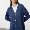 Trendyol Indigo Heart Button Knit Cardigan
