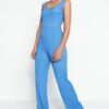 Trendyol Indigo Low-Collection Knitted Jumpsuit with Tie Detailed.