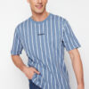 Trendyol Indigo Oversize/Wide Cut Striped 100% Cotton T-Shirt