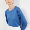 Trendyol Indigo Oversize/Wide Pattern Long Sleeve Knitted T-Shirt