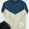 Trendyol Indigo Regular Crew Neck Paneled Polar Fleece Inside Cotton Sweatshirt