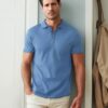 Trendyol Indigo Regular Cut Textured Polo Neck T-Shirt