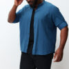 Trendyol Indigo Regular Fit Comfortable Collar Basic Plus Size Shirt