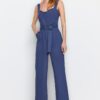 Trendyol Indigo Tie Detailed Wide Leg Maxi Woven Jumpsuit