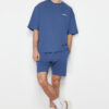Trendyol Indigo Tracksuit Set Oversize Text Printed 100% Cotton