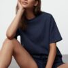 Trendyol Indigo Waffle Fabric Knitted Pajama Set