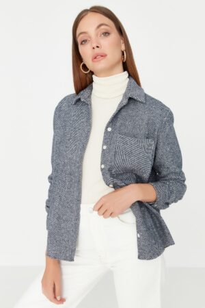 Trendyol Indigo Woven Shirt with Pocket