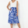 Trendyol Indigo Zero Sleeve Pool Collar Skirt Patterned Midi Knitted Dress