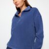 Trendyol Indigo Zipper Detailed Knitted Sweatshirt