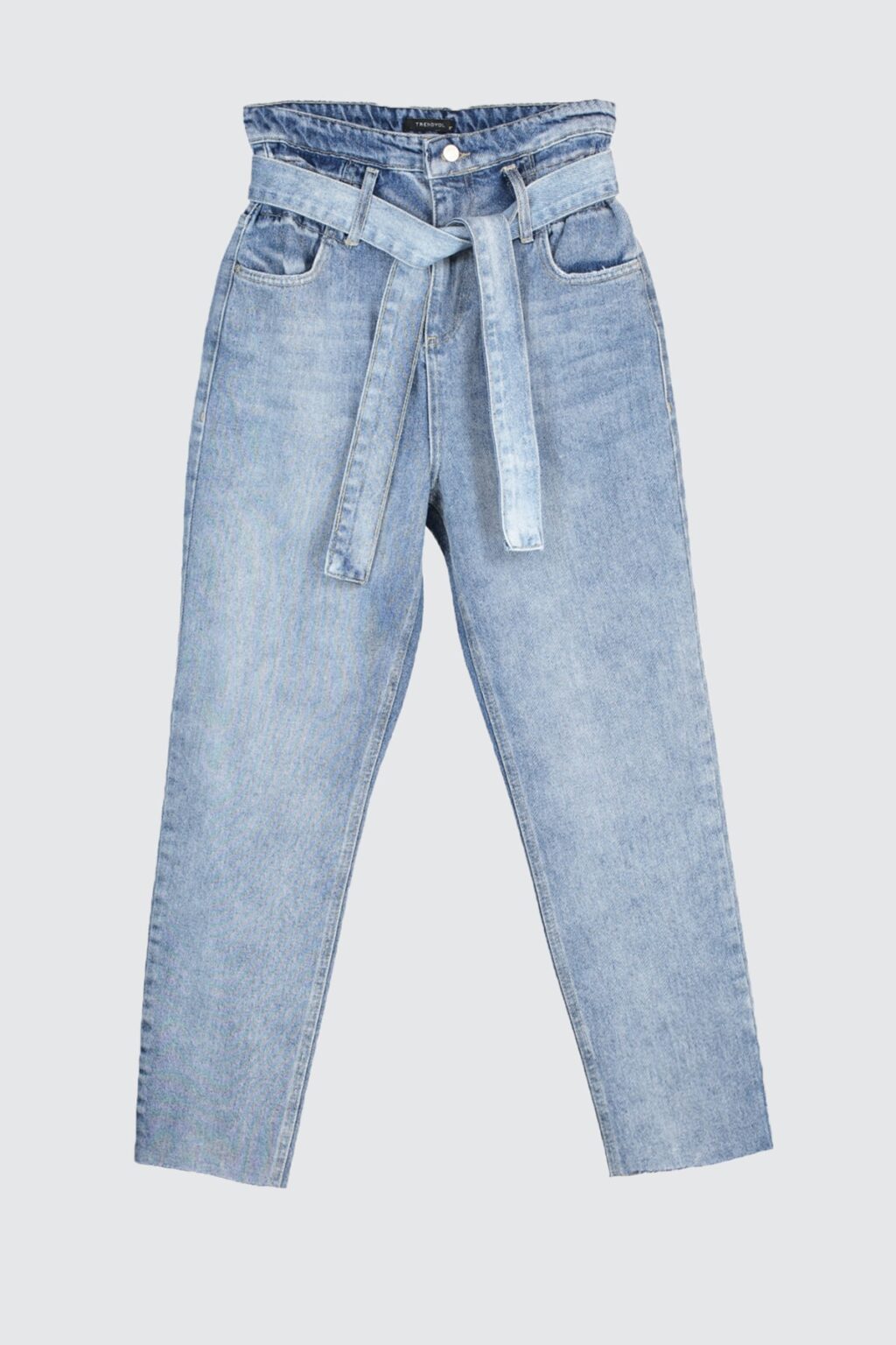 Trendyol Kék Öv Super High Waist Mom Jeans