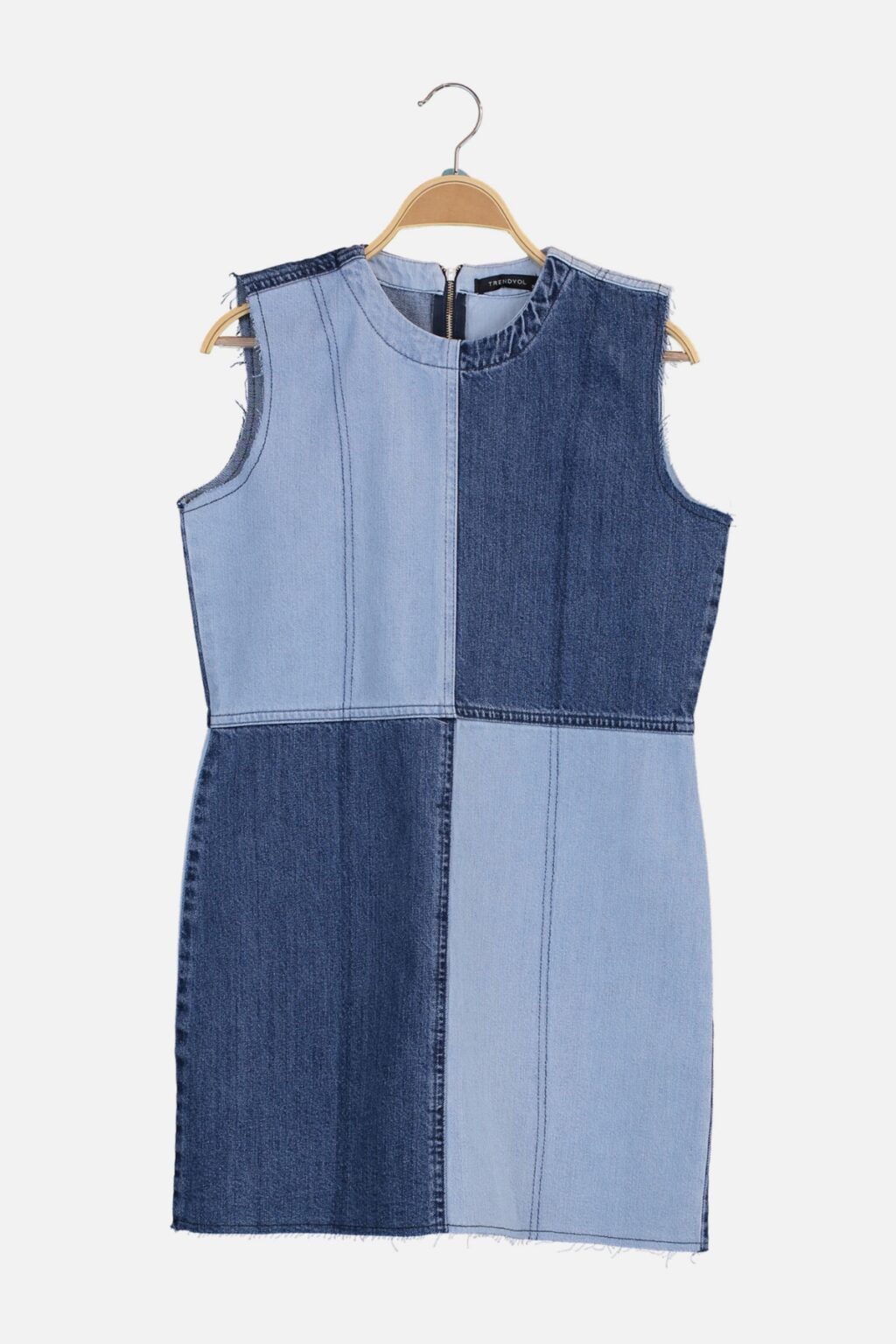 Trendyol Kék SzínBlokk Mini Farmer Ruha