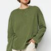Trendyol Khaki Antik/Ffakult hatású Laza/kényelmes szabású Crew nyakú kötött póló
