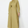 Trendyol Khaki Collar Tie Detailed Buttoned Woven Dress