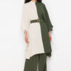 Trendyol Khaki Color Block Waist Belted Tunic-Pants Woven Suit