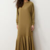 Trendyol Khaki Crew Neck Flounce Knitted Dress