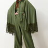 Trendyol Khaki Evening Dress Jumpsuit Tasseled Cape Suit