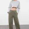 Trendyol Khaki High Waist Barrel Baggy Jeans