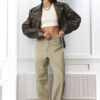 Trendyol Khaki High Waist Skater Baggy Jeans