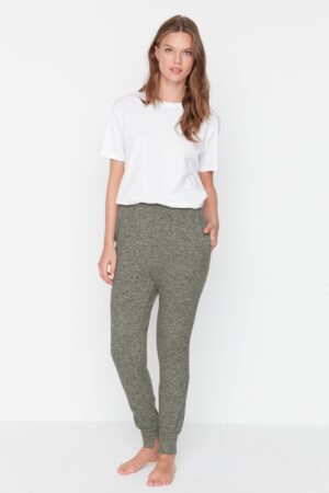 Trendyol Khaki Marked Pocket Detailed Pajama Bottoms with a soft