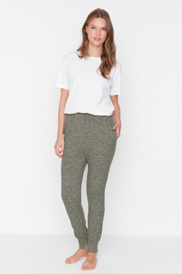 Trendyol Khaki Marked Pocket Detailed Pajama Bottoms with a soft