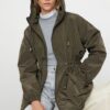 Trendyol Khaki Oversize kapucnis vízálló esőkabát