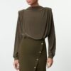 Trendyol Khaki Plain Padded Mini Woven Dress