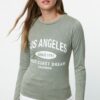 Trendyol Khaki Printed Crew Neck Faded Effect Slim Fit Knitted T-Shirt