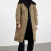 Trendyol Khaki Regular Fit Plush Collar Detailed Quilted Lined Long Winter Parka Coat