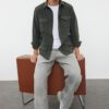 Trendyol Khaki Regular Fit Pocket Flannel Winter Lumberjack Jacket Shirt