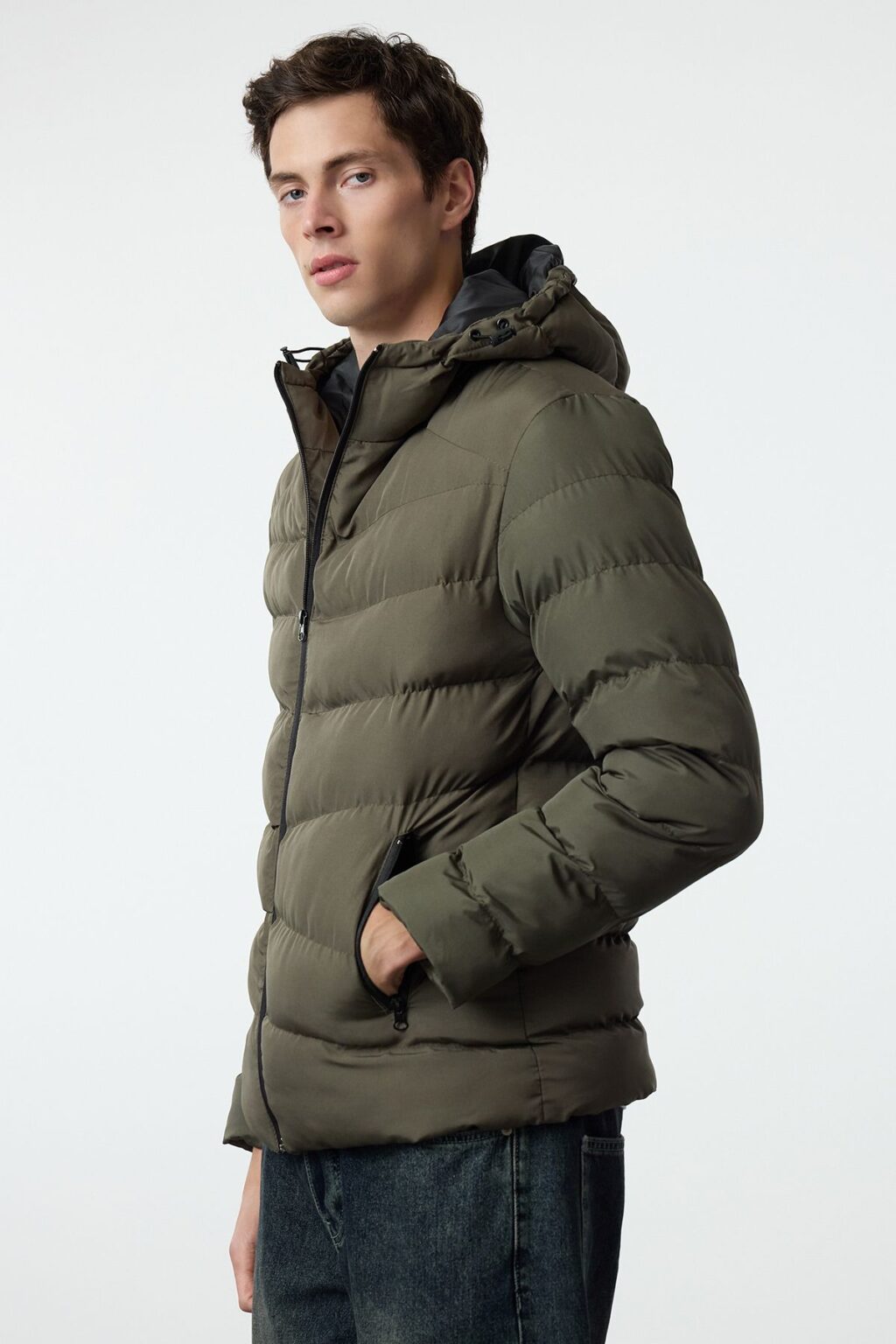 Trendyol Khaki Regular Fit Winter Puffer Jacket