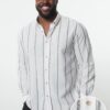 Trendyol Khaki Regular Fti Button Collar Slim Striped Plus Size Shirt