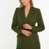Trendyol Khaki Regular Lined Double Breasted Closure Woven Blazer Jacket