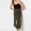 Trendyol Khaki Skirt with Viscose Fabric and Animal Print