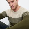 Trendyol Khaki Slim Fit Crew Neck Color Block Knitwear Sweater