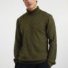 Trendyol Khaki Slim Fit Turtleneck Plaid / Checked Knitwear Sweater