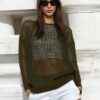 Trendyol Khaki Super Wide Fit Cotton Openwork/Perforated Knitwear Sweater