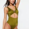 Trendyol Khaki V-nyakú kiegészítő normál lábú fürdőruha