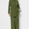 Trendyol Khaki Waist Gathered Woven Aerobin Linen Look Shirt-Pants Set