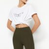 Trendyol Khaki bordázott motoros magas derékú interlock kötött leggings