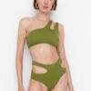 Trendyol Khaki kivágta a részletes bikini alsót