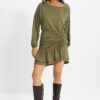 Trendyol Khaki összegyűjtött flounce szövött ruha